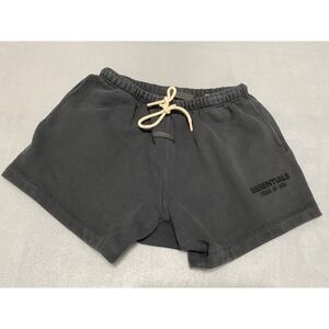 Fear of God Essentials Mens Sweat Shorts Black Charcoal Grey Logo Size Large